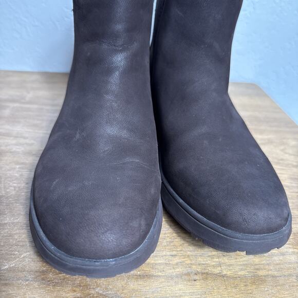Vionic Evergreen Pull On Boots Sz 8.5 Brown Leather Water Resistant Lightweight - Picture 4 of 11